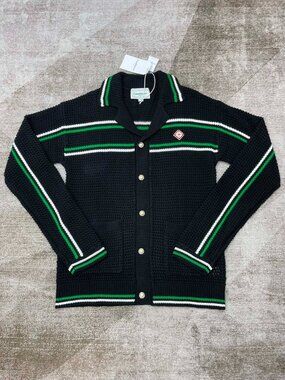 🚀NWT Casablanca Crochet Effect Tennis Shacket Black Green Sweater Shirt Jacket
